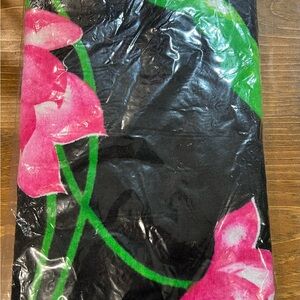 Floral Black and Pink beach towel